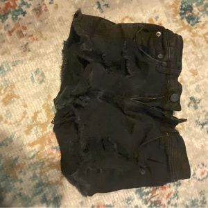 Black denim shorts